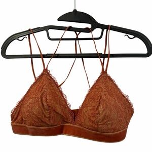 Burnt Orange and Gold Strappy Padded Bralette Size Medium